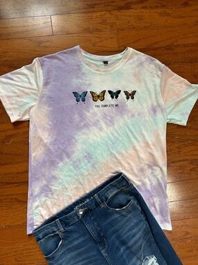 Tie-Dye Butterfly Tee - Pastel Multi
